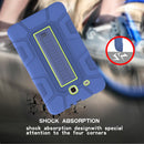 For Samsung Galaxy Tab E 9.6 T560 C5 Four Corners Shockproof Silicone + PC Protective Case with Holder(Navy Blue + Lemon Yellow)