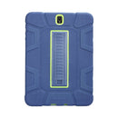 For Samsung Galaxy Tab S3 9.7 T820 C5 Four Corners Shockproof Silicone + PC Protective Case with Holder(Navy Blue + Lemon Yellow)
