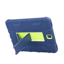 For Samsung Galaxy Tab S3 9.7 T820 C5 Four Corners Shockproof Silicone + PC Protective Case with Holder(Navy Blue + Lemon Yellow)