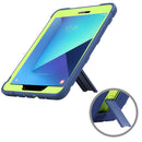 For Samsung Galaxy Tab S3 9.7 T820 C5 Four Corners Shockproof Silicone + PC Protective Case with Holder(Navy Blue + Lemon Yellow)