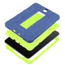 For Samsung Galaxy Tab S3 9.7 T820 C5 Four Corners Shockproof Silicone + PC Protective Case with Holder(Navy Blue + Lemon Yellow)