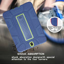 For Samsung Galaxy Tab S3 9.7 T820 C5 Four Corners Shockproof Silicone + PC Protective Case with Holder(Navy Blue + Lemon Yellow)