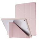 Deformation Transparent Acrylic Horizontal Flip PU Leather Case with Multi-folding Holder & Sleep / Wake-up Function & Pen Slot For iPad 10.2 2021 / 2020 / 2019(Rose Gold)