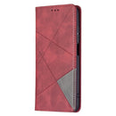 For Xiaomi Redmi 10 Rhombus Texture Horizontal Flip Magnetic Leather Case with Holder & Card Slots(Red)