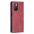 For Xiaomi Redmi 10 Rhombus Texture Horizontal Flip Magnetic Leather Case with Holder & Card Slots(Red)
