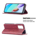 For Xiaomi Redmi 10 Rhombus Texture Horizontal Flip Magnetic Leather Case with Holder & Card Slots(Red)