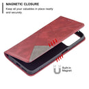 For Xiaomi Redmi 10 Rhombus Texture Horizontal Flip Magnetic Leather Case with Holder & Card Slots(Red)