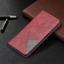 For Xiaomi Redmi 10 Rhombus Texture Horizontal Flip Magnetic Leather Case with Holder & Card Slots(Red)