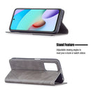 For Xiaomi Redmi 10 Rhombus Texture Horizontal Flip Magnetic Leather Case with Holder & Card Slots(Grey)