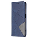 For Xiaomi Redmi 10 Rhombus Texture Horizontal Flip Magnetic Leather Case with Holder & Card Slots(Blue)