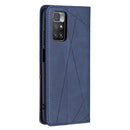 For Xiaomi Redmi 10 Rhombus Texture Horizontal Flip Magnetic Leather Case with Holder & Card Slots(Blue)