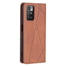 For Xiaomi Redmi 10 Rhombus Texture Horizontal Flip Magnetic Leather Case with Holder & Card Slots(Brown)