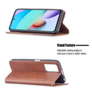 For Xiaomi Redmi 10 Rhombus Texture Horizontal Flip Magnetic Leather Case with Holder & Card Slots(Brown)