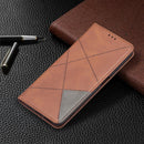 For Xiaomi Redmi 10 Rhombus Texture Horizontal Flip Magnetic Leather Case with Holder & Card Slots(Brown)