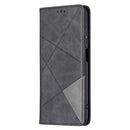 For Xiaomi Redmi 10 Rhombus Texture Horizontal Flip Magnetic Leather Case with Holder & Card Slots(Black)