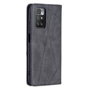 For Xiaomi Redmi 10 Rhombus Texture Horizontal Flip Magnetic Leather Case with Holder & Card Slots(Black)