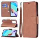 For Xiaomi Redmi 10 Retro Lambskin Texture Pure Color Horizontal Flip PU Leather Case with Holder & Card Slots & Wallet & Lanyard(Brown)