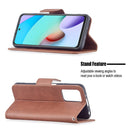 For Xiaomi Redmi 10 Retro Lambskin Texture Pure Color Horizontal Flip PU Leather Case with Holder & Card Slots & Wallet & Lanyard(Brown)