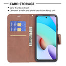 For Xiaomi Redmi 10 Retro Lambskin Texture Pure Color Horizontal Flip PU Leather Case with Holder & Card Slots & Wallet & Lanyard(Brown)
