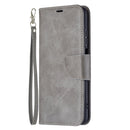 For Xiaomi Redmi 10 Retro Lambskin Texture Pure Color Horizontal Flip PU Leather Case with Holder & Card Slots & Wallet & Lanyard(Grey)