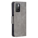 For Xiaomi Redmi 10 Retro Lambskin Texture Pure Color Horizontal Flip PU Leather Case with Holder & Card Slots & Wallet & Lanyard(Grey)