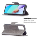 For Xiaomi Redmi 10 Retro Lambskin Texture Pure Color Horizontal Flip PU Leather Case with Holder & Card Slots & Wallet & Lanyard(Grey)