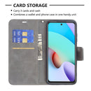 For Xiaomi Redmi 10 Retro Lambskin Texture Pure Color Horizontal Flip PU Leather Case with Holder & Card Slots & Wallet & Lanyard(Grey)