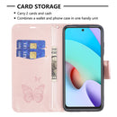 For Xiaomi Redmi 10 Two Butterflies Embossing Pattern Horizontal Flip Leather Case with Holder & Card Slot & Wallet & Lanyard(Gold)