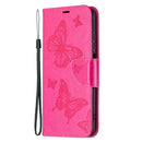 For Xiaomi Redmi 10 Two Butterflies Embossing Pattern Horizontal Flip Leather Case with Holder & Card Slot & Wallet & Lanyard(Rose Red)