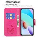 For Xiaomi Redmi 10 Two Butterflies Embossing Pattern Horizontal Flip Leather Case with Holder & Card Slot & Wallet & Lanyard(Rose Red)