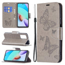 For Xiaomi Redmi 10 Two Butterflies Embossing Pattern Horizontal Flip Leather Case with Holder & Card Slot & Wallet & Lanyard(Grey)