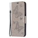 For Xiaomi Redmi 10 Two Butterflies Embossing Pattern Horizontal Flip Leather Case with Holder & Card Slot & Wallet & Lanyard(Grey)