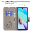 For Xiaomi Redmi 10 Two Butterflies Embossing Pattern Horizontal Flip Leather Case with Holder & Card Slot & Wallet & Lanyard(Grey)