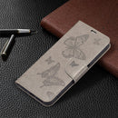 For Xiaomi Redmi 10 Two Butterflies Embossing Pattern Horizontal Flip Leather Case with Holder & Card Slot & Wallet & Lanyard(Grey)