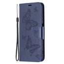 For Xiaomi Redmi 10 Two Butterflies Embossing Pattern Horizontal Flip Leather Case with Holder & Card Slot & Wallet & Lanyard(Dark Blue)