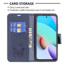 For Xiaomi Redmi 10 Two Butterflies Embossing Pattern Horizontal Flip Leather Case with Holder & Card Slot & Wallet & Lanyard(Dark Blue)