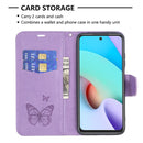 For Xiaomi Redmi 10 Two Butterflies Embossing Pattern Horizontal Flip Leather Case with Holder & Card Slot & Wallet & Lanyard(Purple)