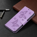 For Xiaomi Redmi 10 Two Butterflies Embossing Pattern Horizontal Flip Leather Case with Holder & Card Slot & Wallet & Lanyard(Purple)