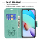 For Xiaomi Redmi 10 Two Butterflies Embossing Pattern Horizontal Flip Leather Case with Holder & Card Slot & Wallet & Lanyard(Green)
