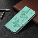 For Xiaomi Redmi 10 Two Butterflies Embossing Pattern Horizontal Flip Leather Case with Holder & Card Slot & Wallet & Lanyard(Green)