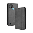 For OPPO Realme C21Y Magnetic Buckle Retro Pattern Horizontal Flip Leather Case with Holder & Card Slot & Wallet(Black)