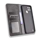 For OPPO Realme C21Y Magnetic Buckle Retro Pattern Horizontal Flip Leather Case with Holder & Card Slot & Wallet(Black)