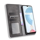 For OPPO Realme C21Y Magnetic Buckle Retro Pattern Horizontal Flip Leather Case with Holder & Card Slot & Wallet(Black)