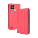 For OPPO Realme C21Y Magnetic Buckle Retro Pattern Horizontal Flip Leather Case with Holder & Card Slot & Wallet(Red)
