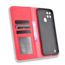 For OPPO Realme C21Y Magnetic Buckle Retro Pattern Horizontal Flip Leather Case with Holder & Card Slot & Wallet(Red)