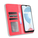 For OPPO Realme C21Y Magnetic Buckle Retro Pattern Horizontal Flip Leather Case with Holder & Card Slot & Wallet(Red)