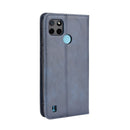 For OPPO Realme C21Y Magnetic Buckle Retro Pattern Horizontal Flip Leather Case with Holder & Card Slot & Wallet(Blue)