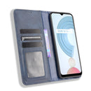 For OPPO Realme C21Y Magnetic Buckle Retro Pattern Horizontal Flip Leather Case with Holder & Card Slot & Wallet(Blue)