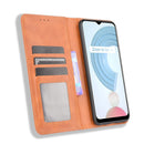 For OPPO Realme C21Y Magnetic Buckle Retro Pattern Horizontal Flip Leather Case with Holder & Card Slot & Wallet(Brown)