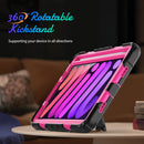 Shockproof Silicone + PC Protective Tablet Case with Holder & Shoulder Strap & Pen Slot For iPad mini 6(Rose Red + Black)